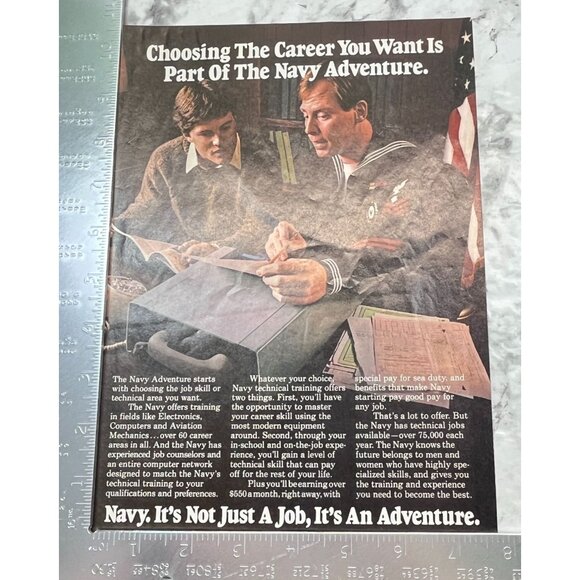 US Navy Recruitment Print Ad Vintage 1982 Its Not Just a Job Military USN - Picture 2 of 6